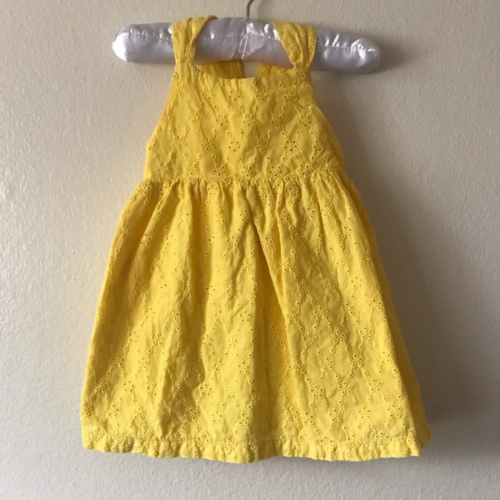 3/$25 Bright Yellow Eyelet Dress 6-9m